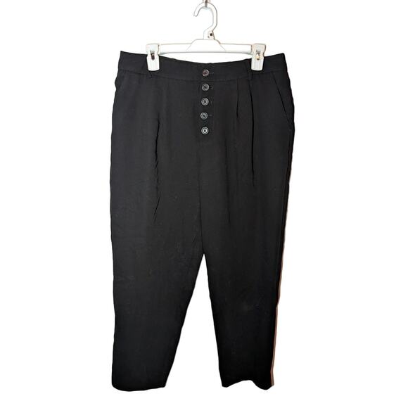 By Anthropologie Sasha Button Fly Tapered Black Trousers - Picture 1 of 4